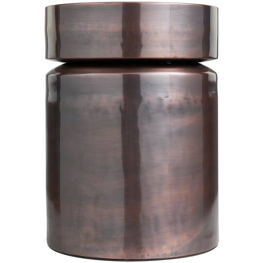 19" Copper Metal Drum Accent Table